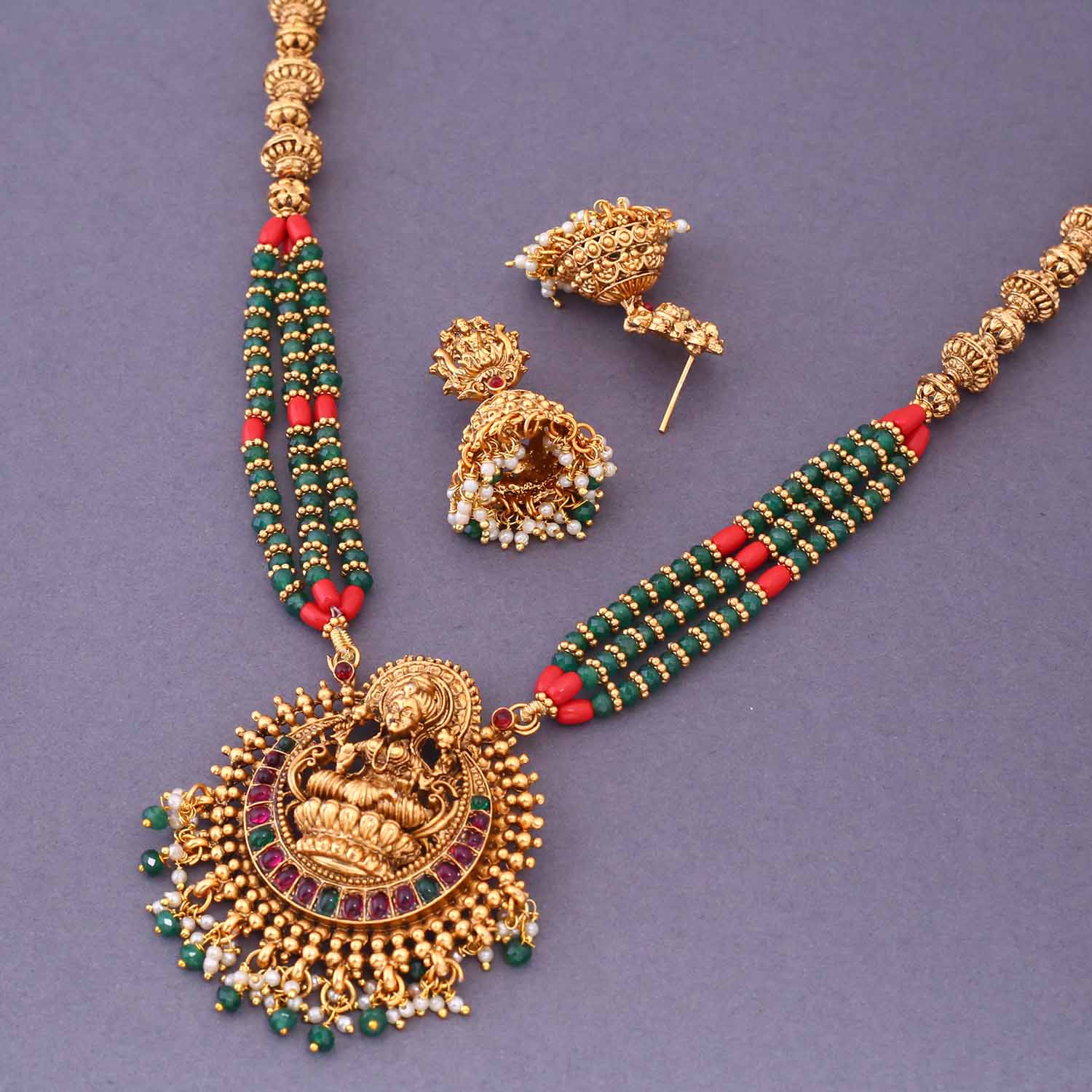 Multicolor Tapaswini Temple Jewellery Set- New Arrival - Image 4
