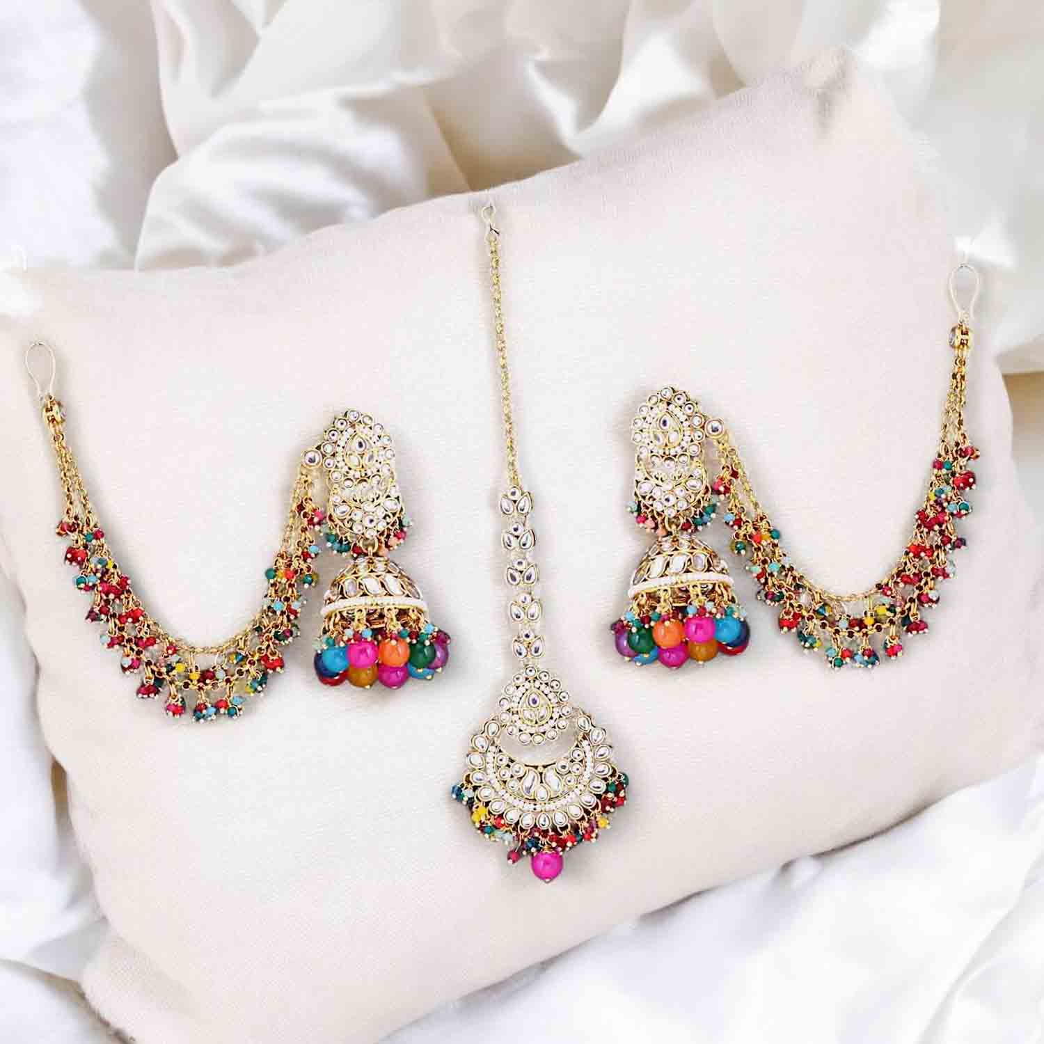 Multicolor Triphala Maang Tikka Set