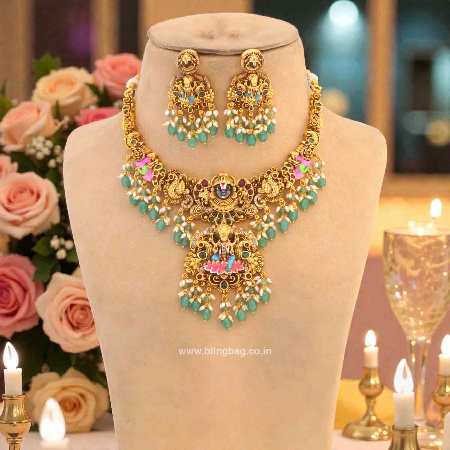 Multicolor Tirupatibalaji Temple Jewellery Set- New Arrivals - Image 3