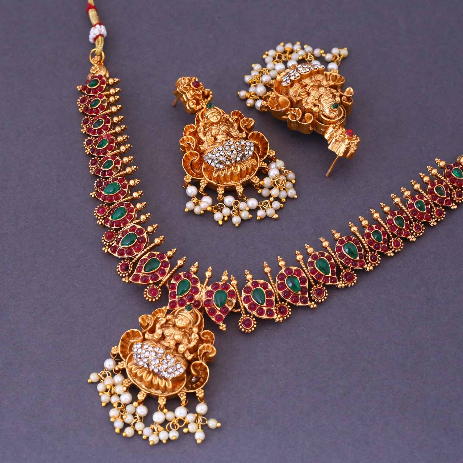 Multicolor Ushami Temple Jewellery Set New Arrival - Image 4