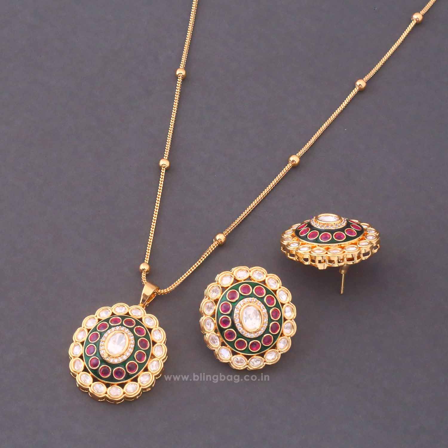 Multicolor Utsavi Heritage Pendant Set - New Arrival - Image 5