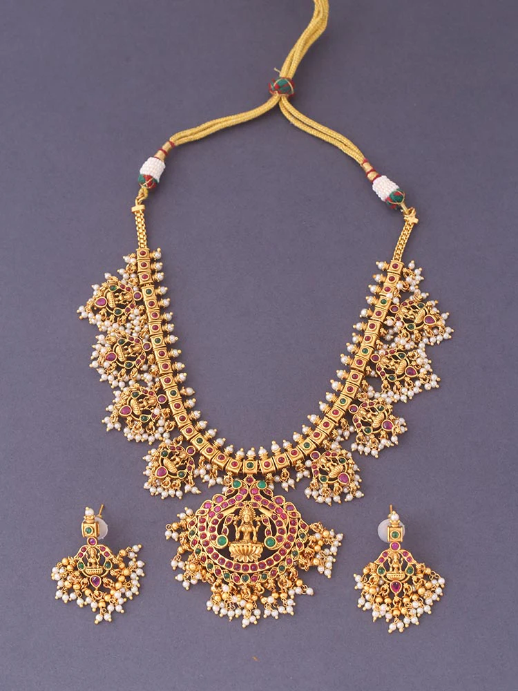 Multicolor Vedavati Temple Jewellery Set - Image 3