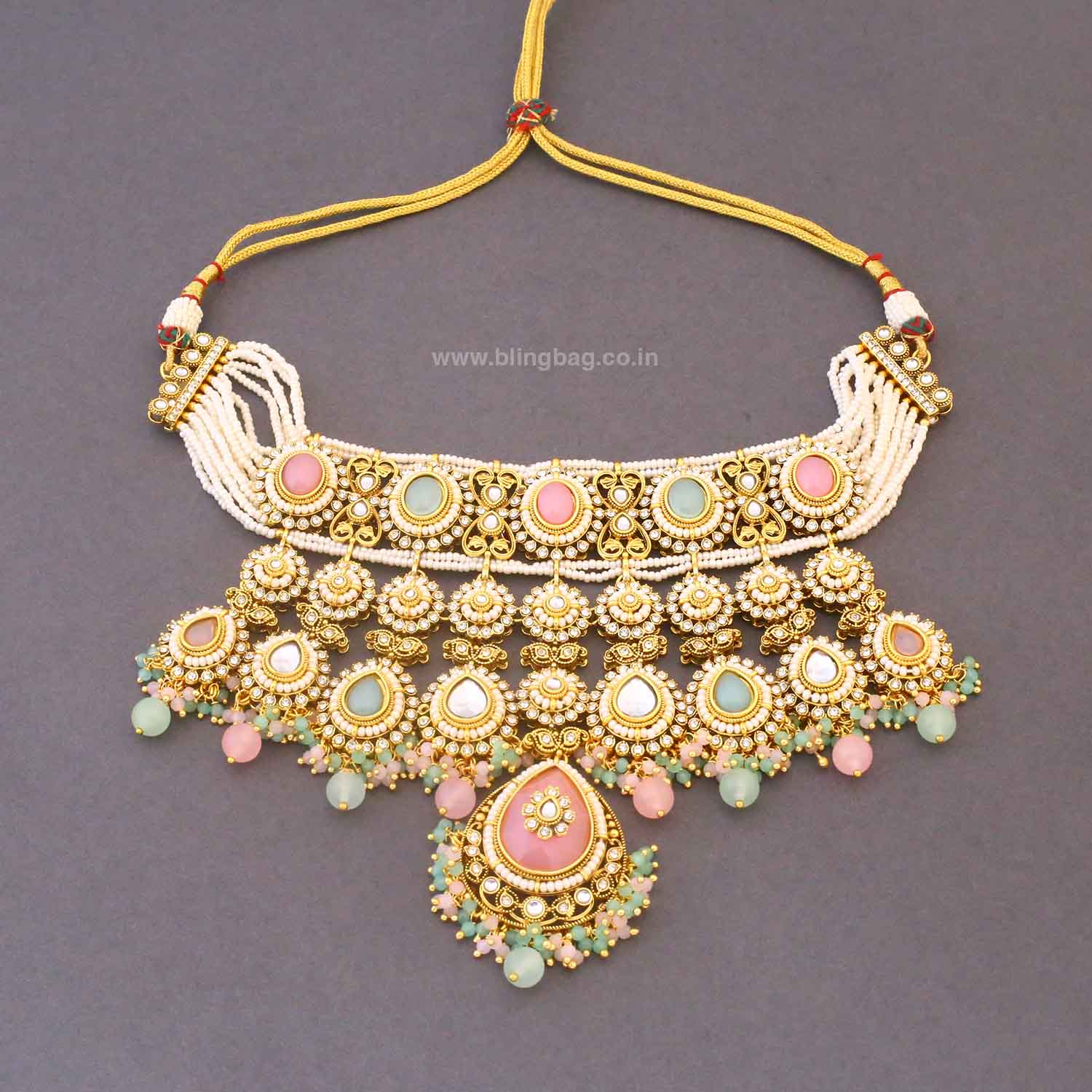 Multicolor Vrishaliya Bridal Jewellery Set - Image 3