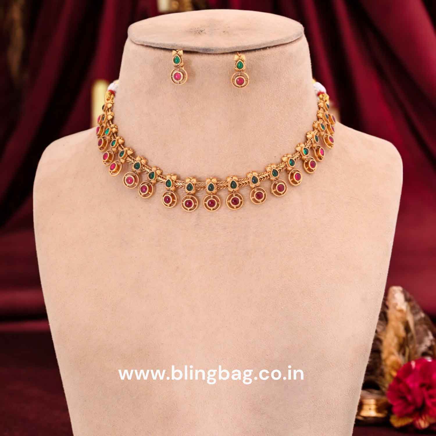 Multicolor Yasma Antique Jewellery Set - New Arrival - Image 2
