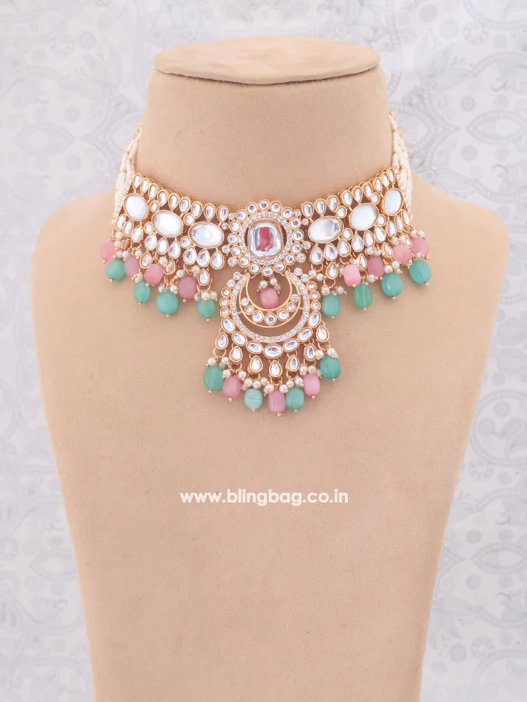 Multicolor Arpani Kundan Jewellery Set - Image 2