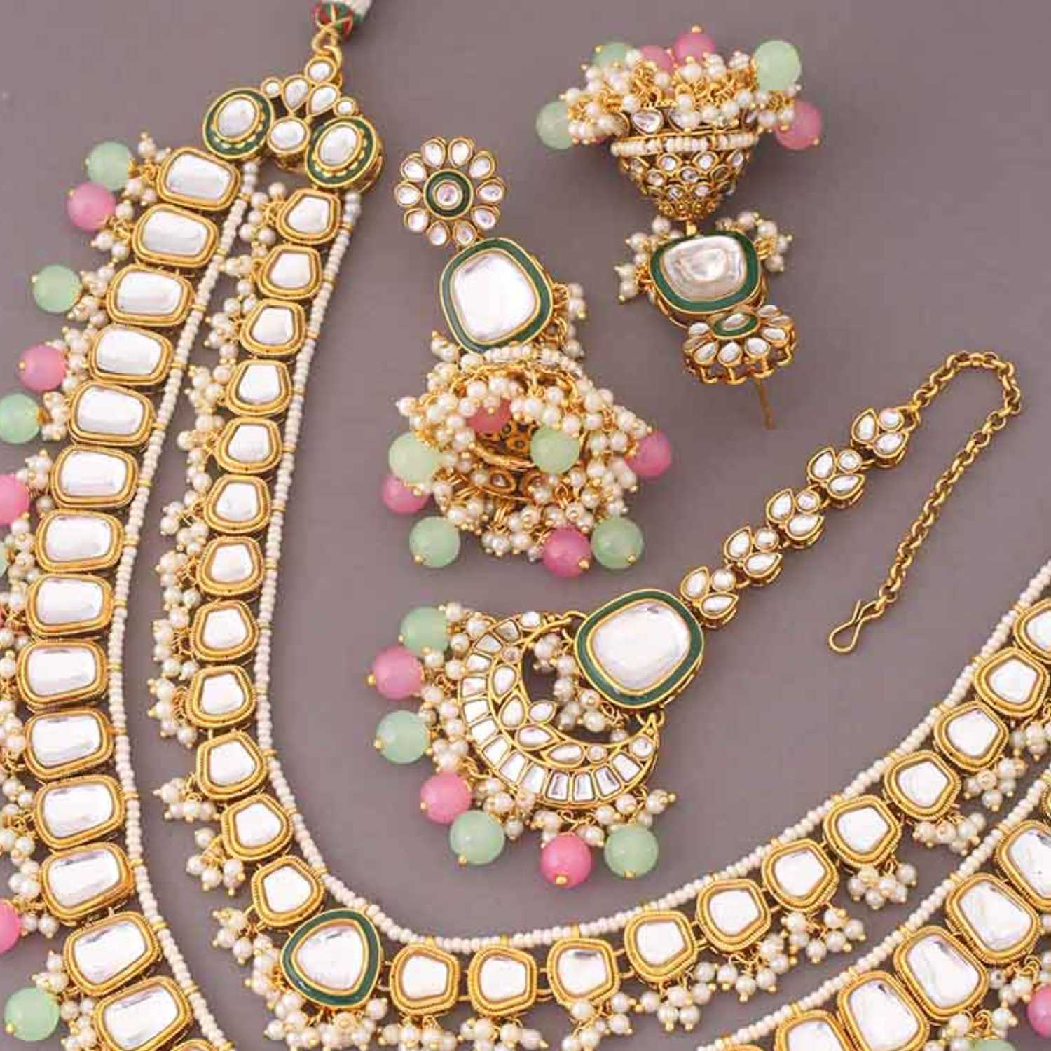 Multicolor Archisha Kundan Jewellery Set - Image 4