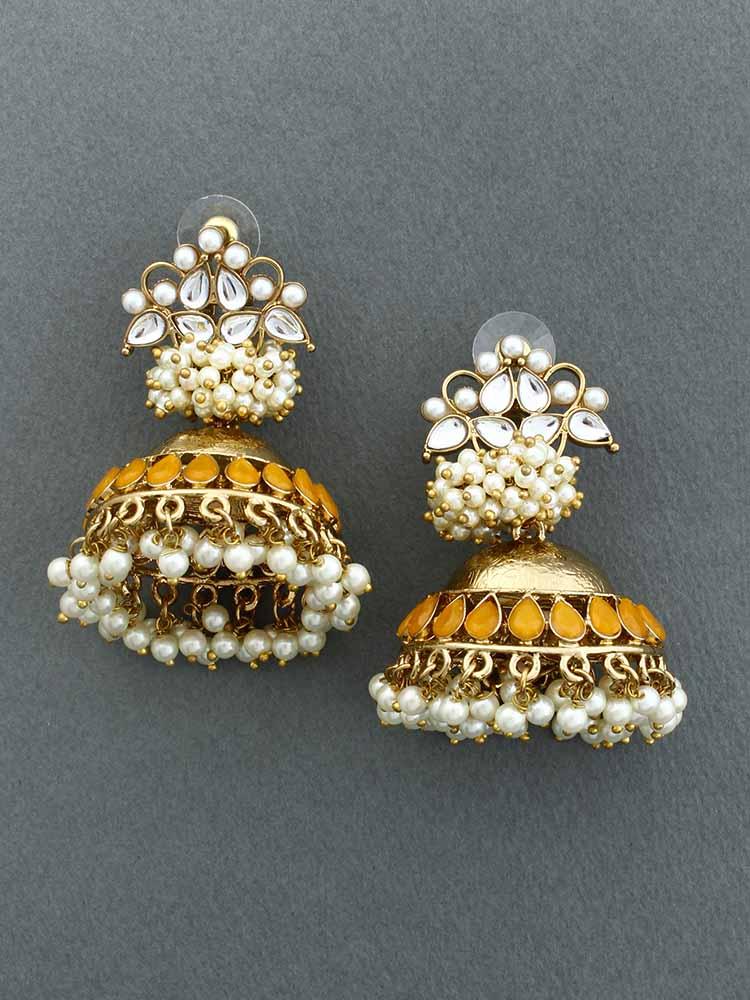 Mustard Hastha Jhumkis - EOSS - Image 3