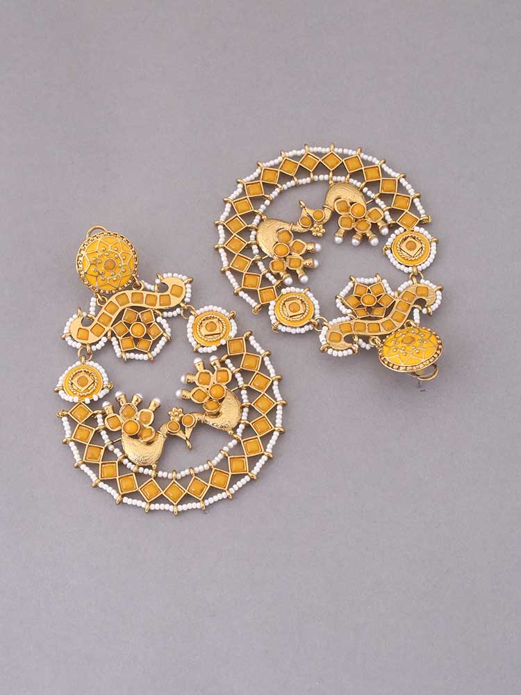 Mustard Mohita Ethnic Chandbalis - Image 3