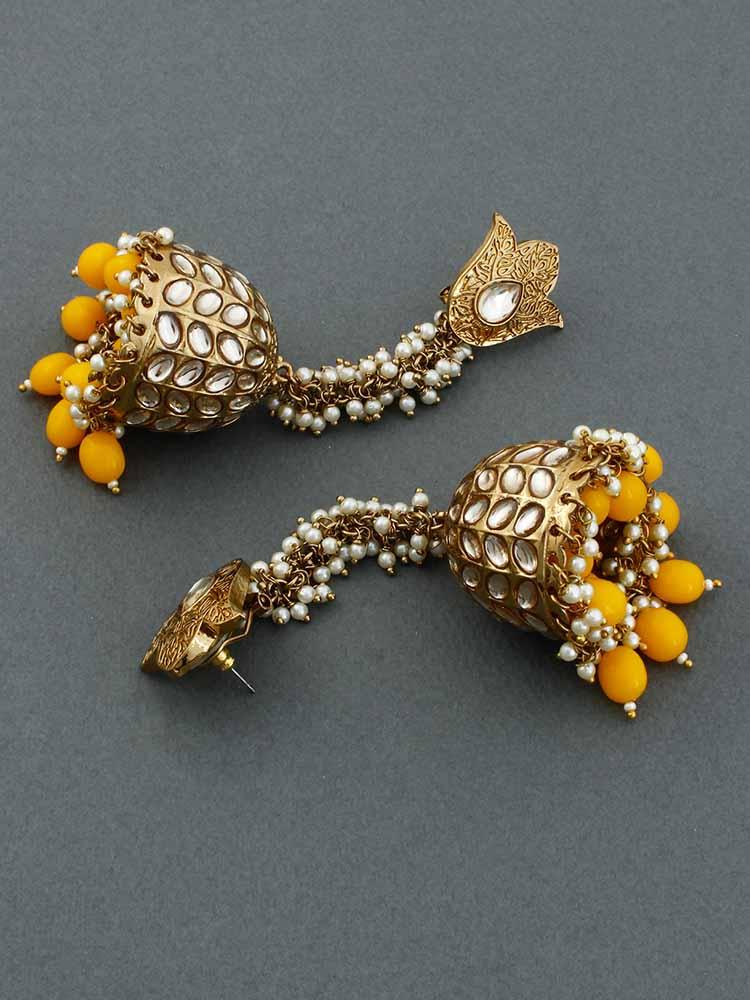 Mustard Rajkumari Jhumkis - Image 3