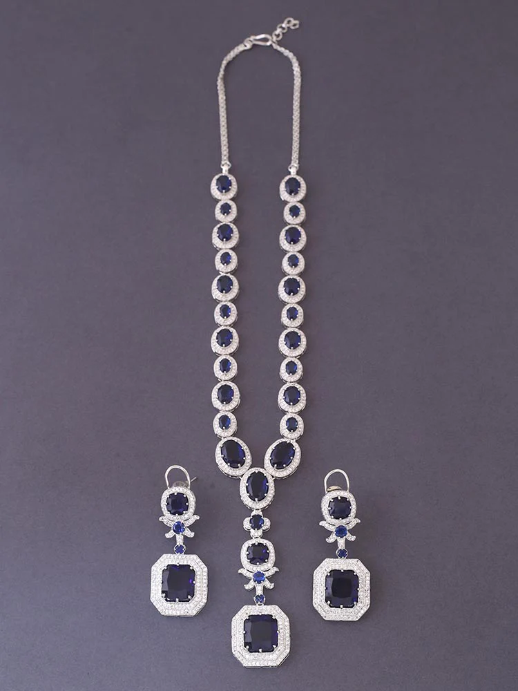 Navy Aadrian Zirconia Jewellery Set - Image 3