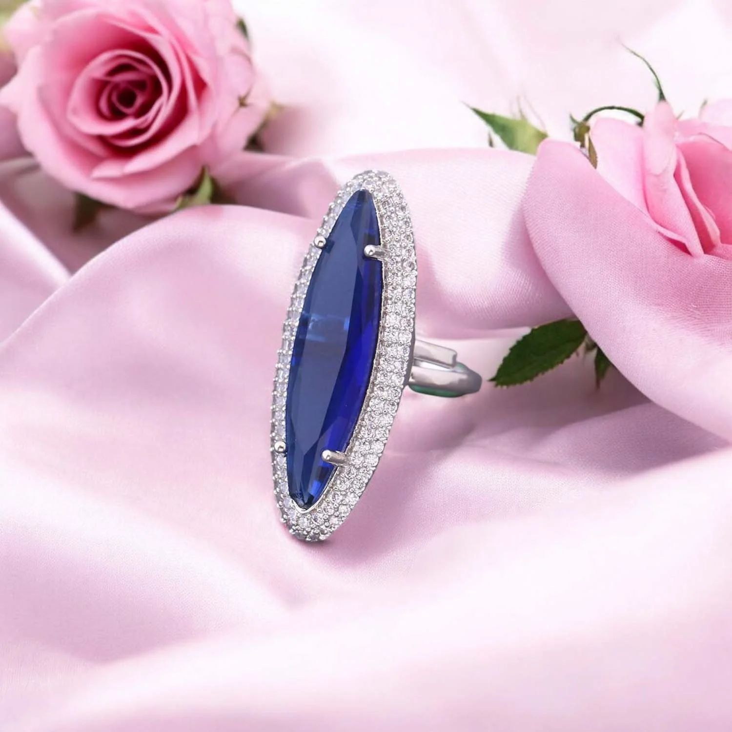 Navy Aikaterine Adjustable Ring