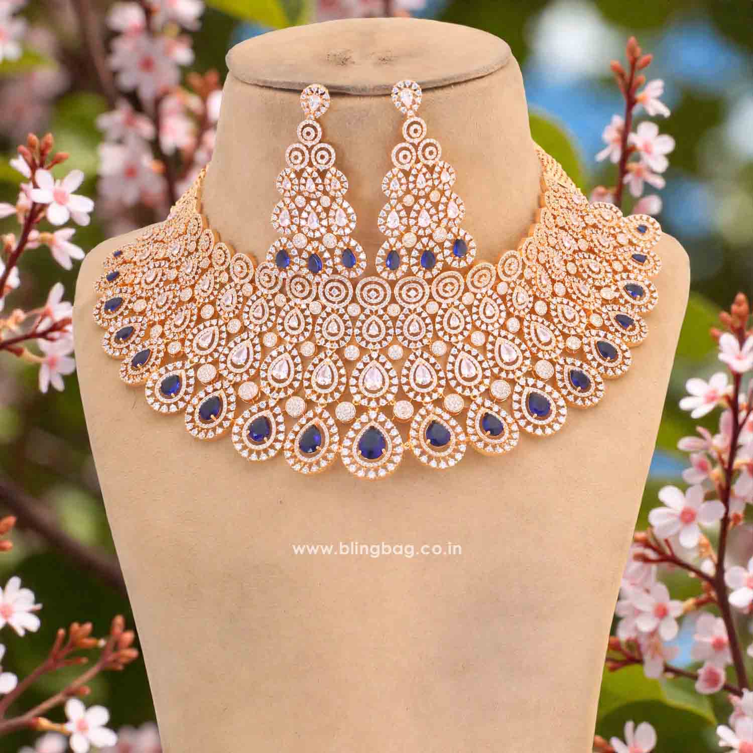 Navy Carly Zirconia Jewellery Set - Image 3