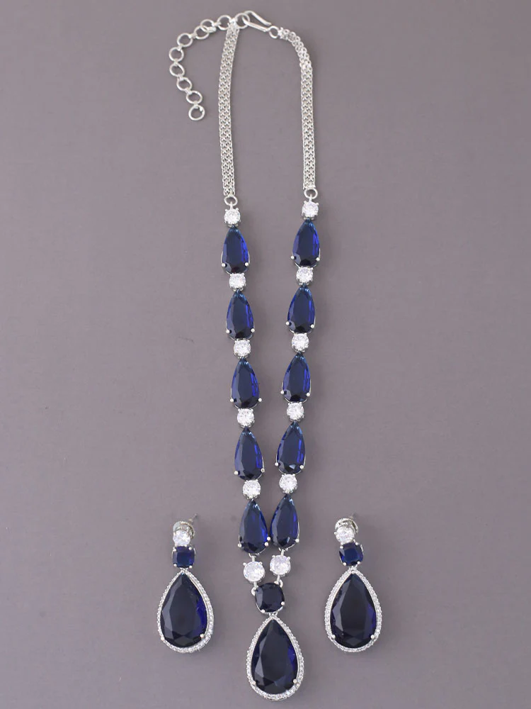 Navy Hanna Zirconia Jewellery Set - Image 3