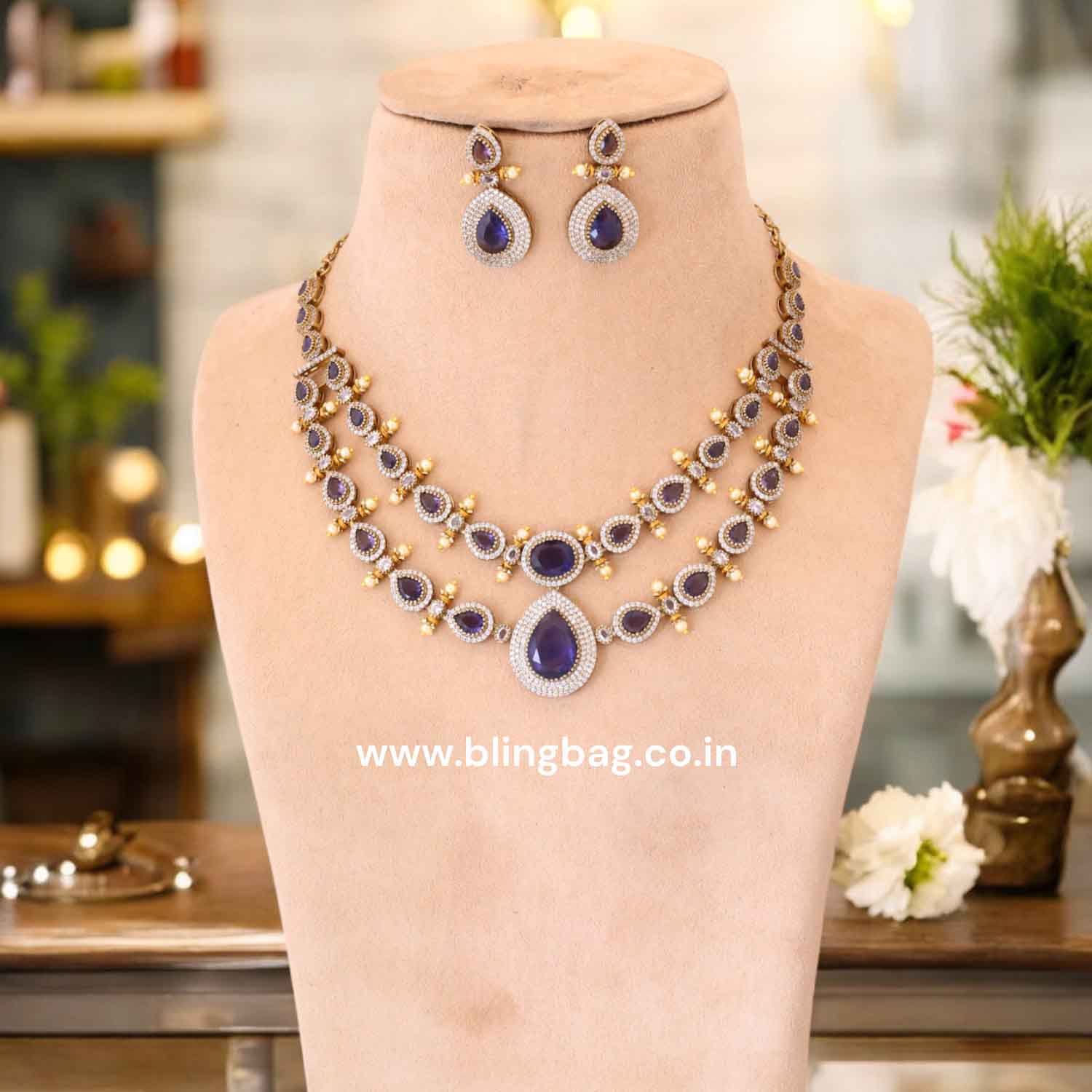 Purple Imara Victorian Jewellery Set - New Arrival - Image 3