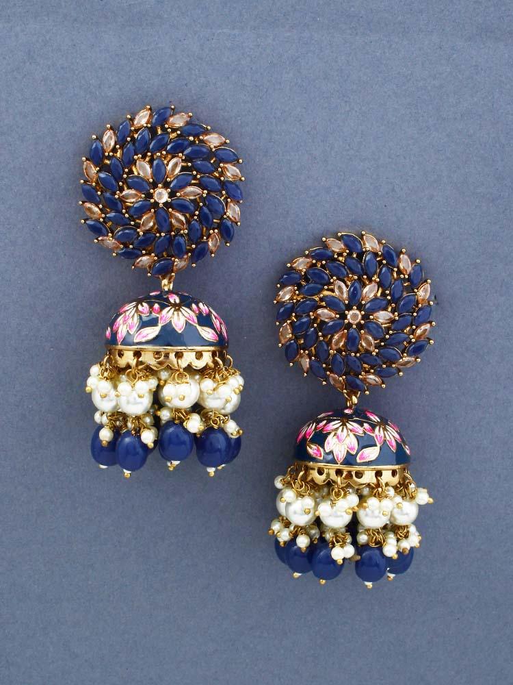 Navy Jessi Jhumkis - EOSS - Image 3