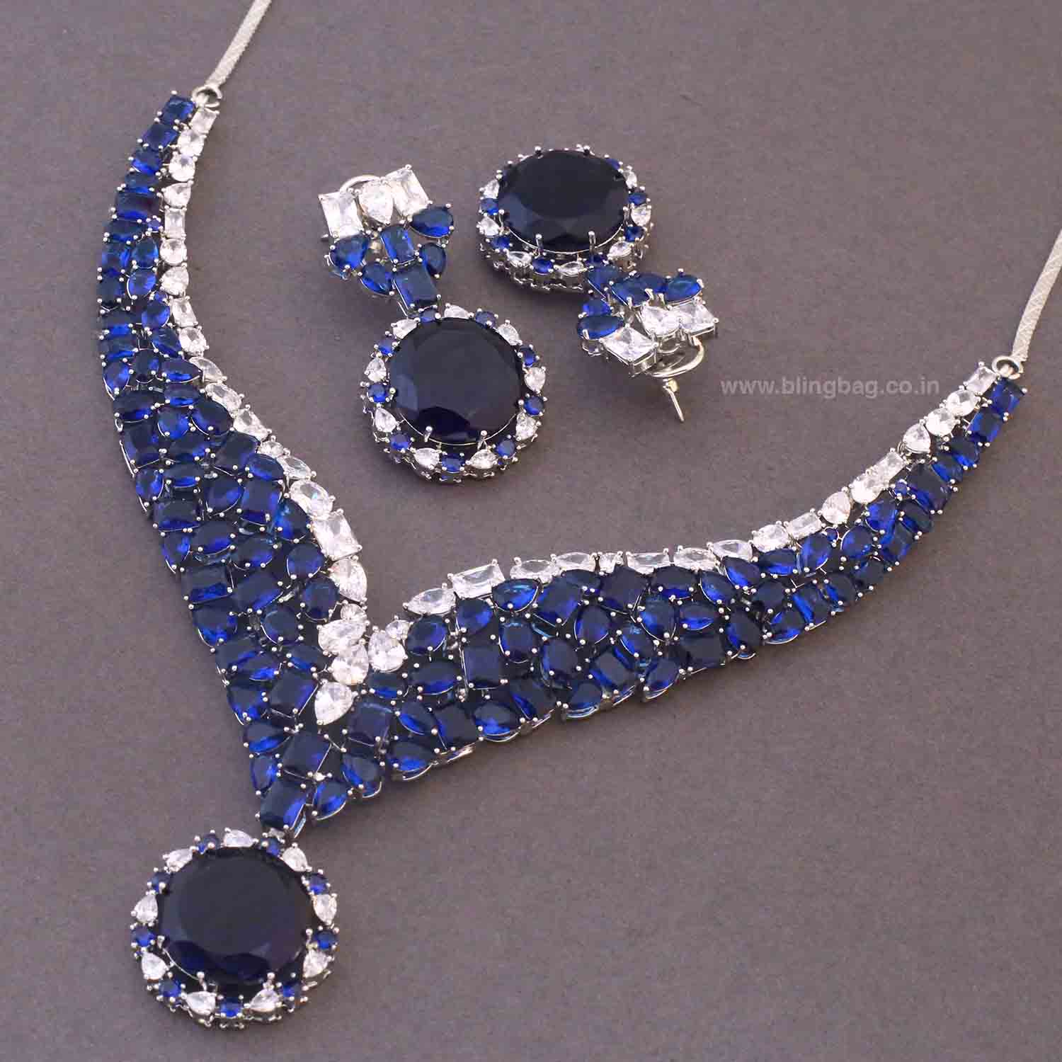 Navy Kyian Zirconia Jewellery Set - Image 5