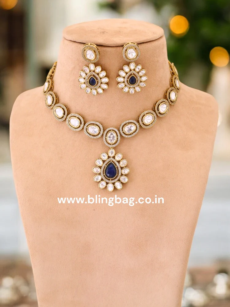 Navy Lainey Victorian Jewellery Set - New Arrival - Image 2