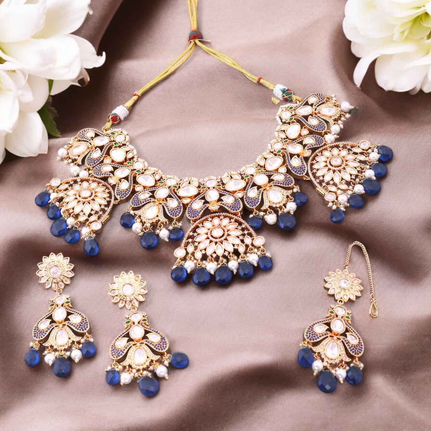 Navy Lillian Zirconia Jewellery Set - Image 2