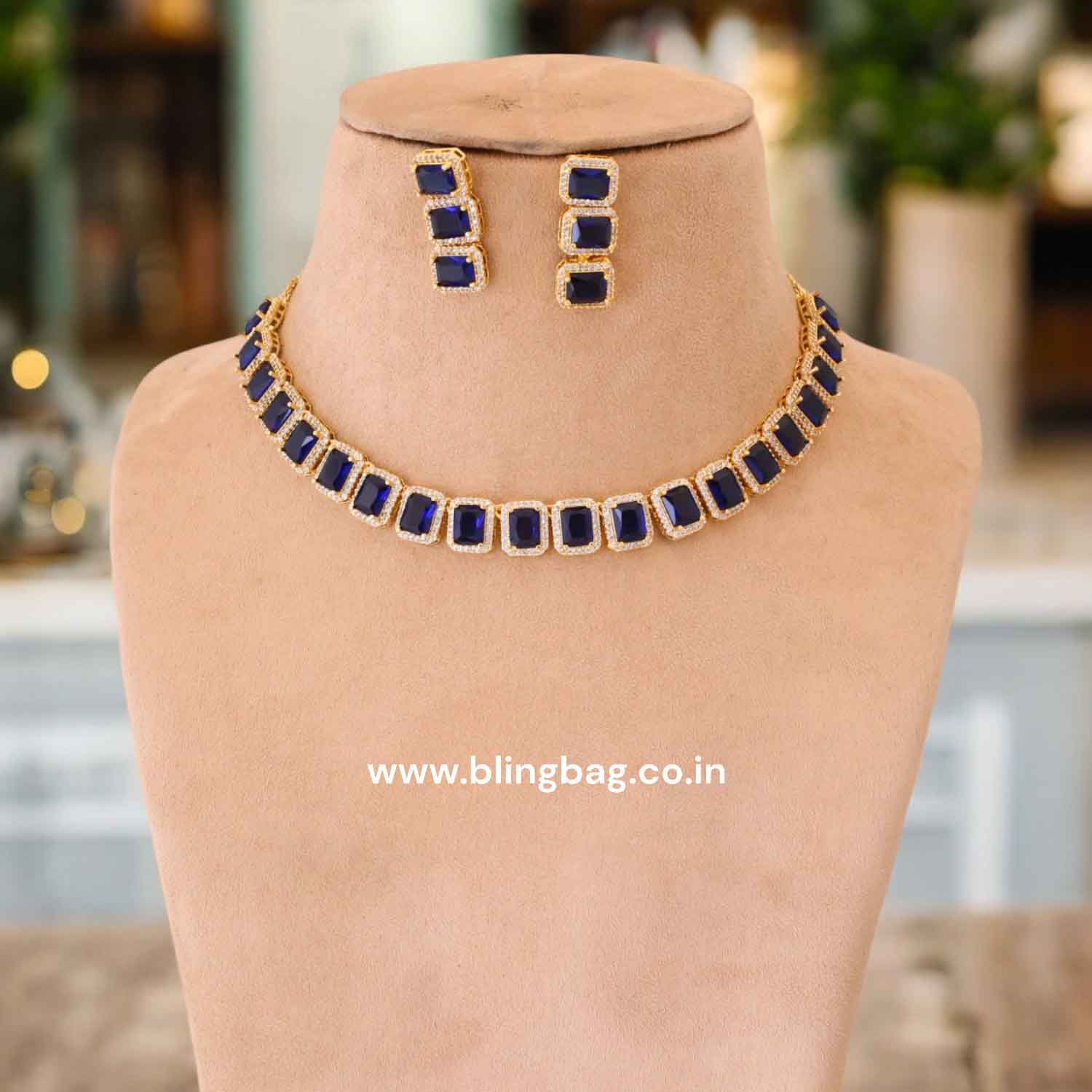 Navy Marie Zirconia Jewellery Set - Image 2