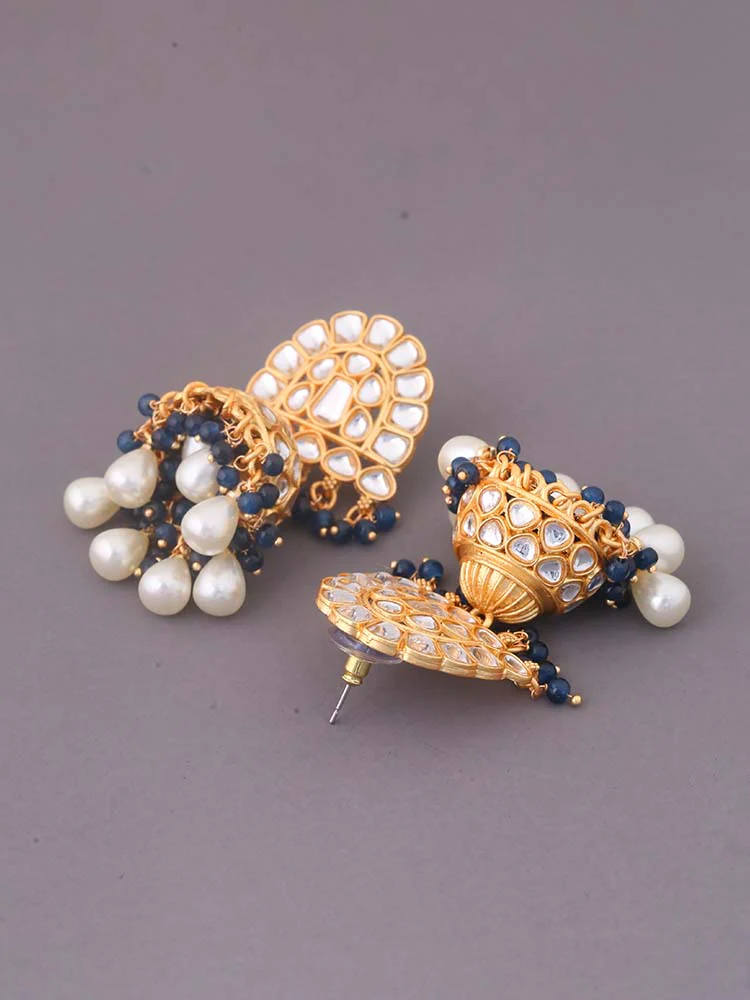 Navy Romini Jhumkis - EOSS - Image 3
