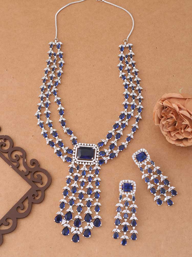 Navy Saesha Zirconia Jewellery Set - Image 2