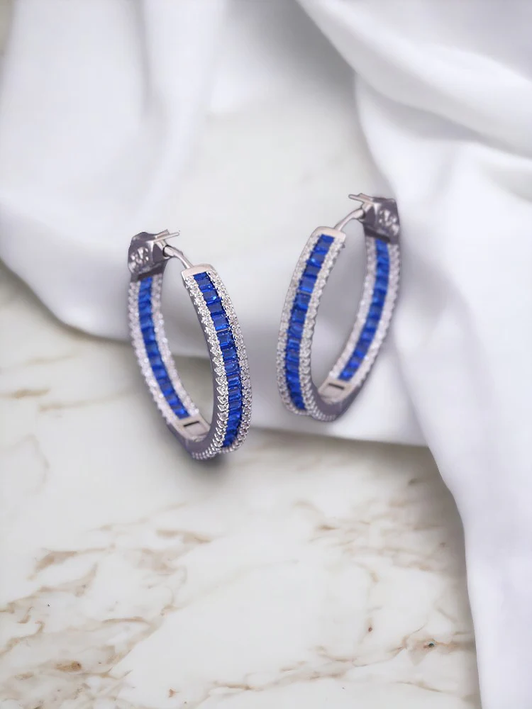 Navy Tigger Zirconia Hoops