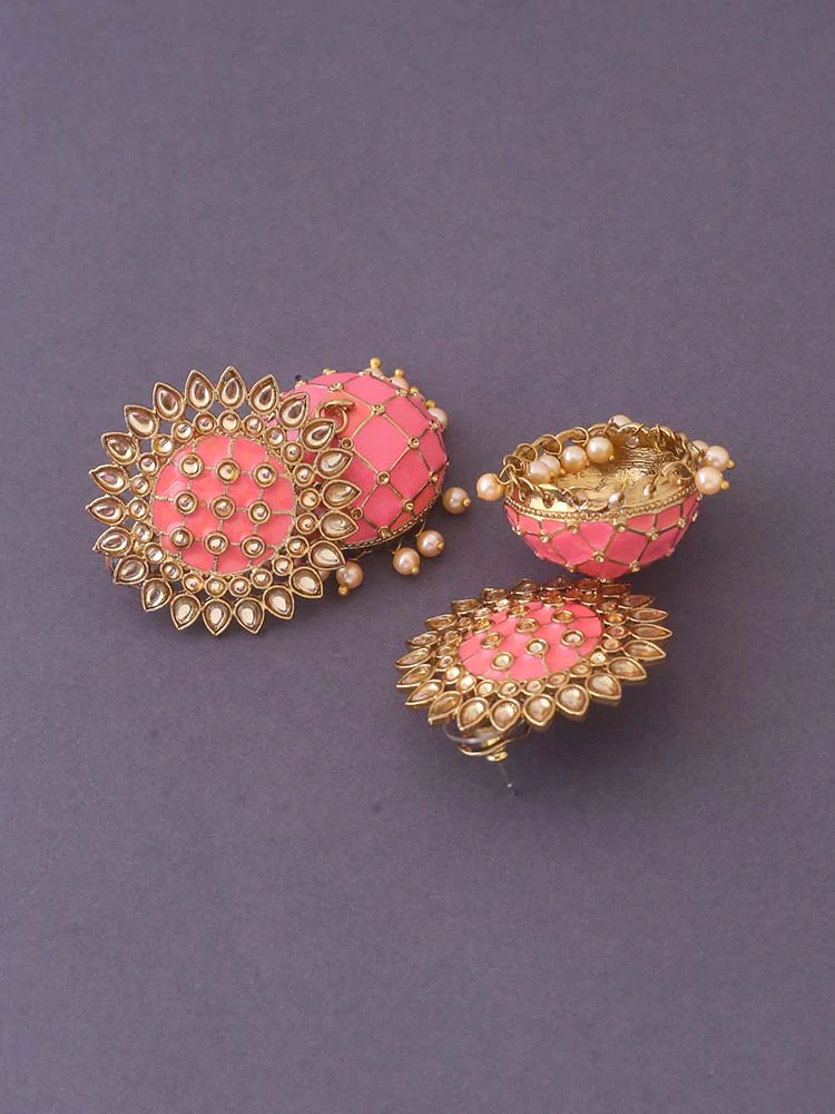 Neon Pink Suraj Jhumkis - Image 4