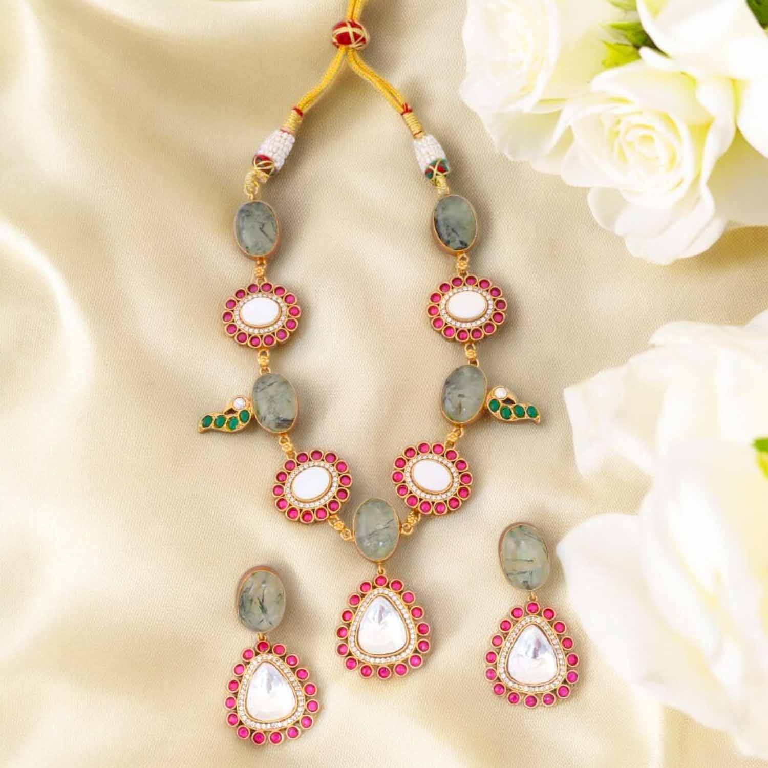 Olive Krishika Kundan Jewellery Set - EOSS - Image 3