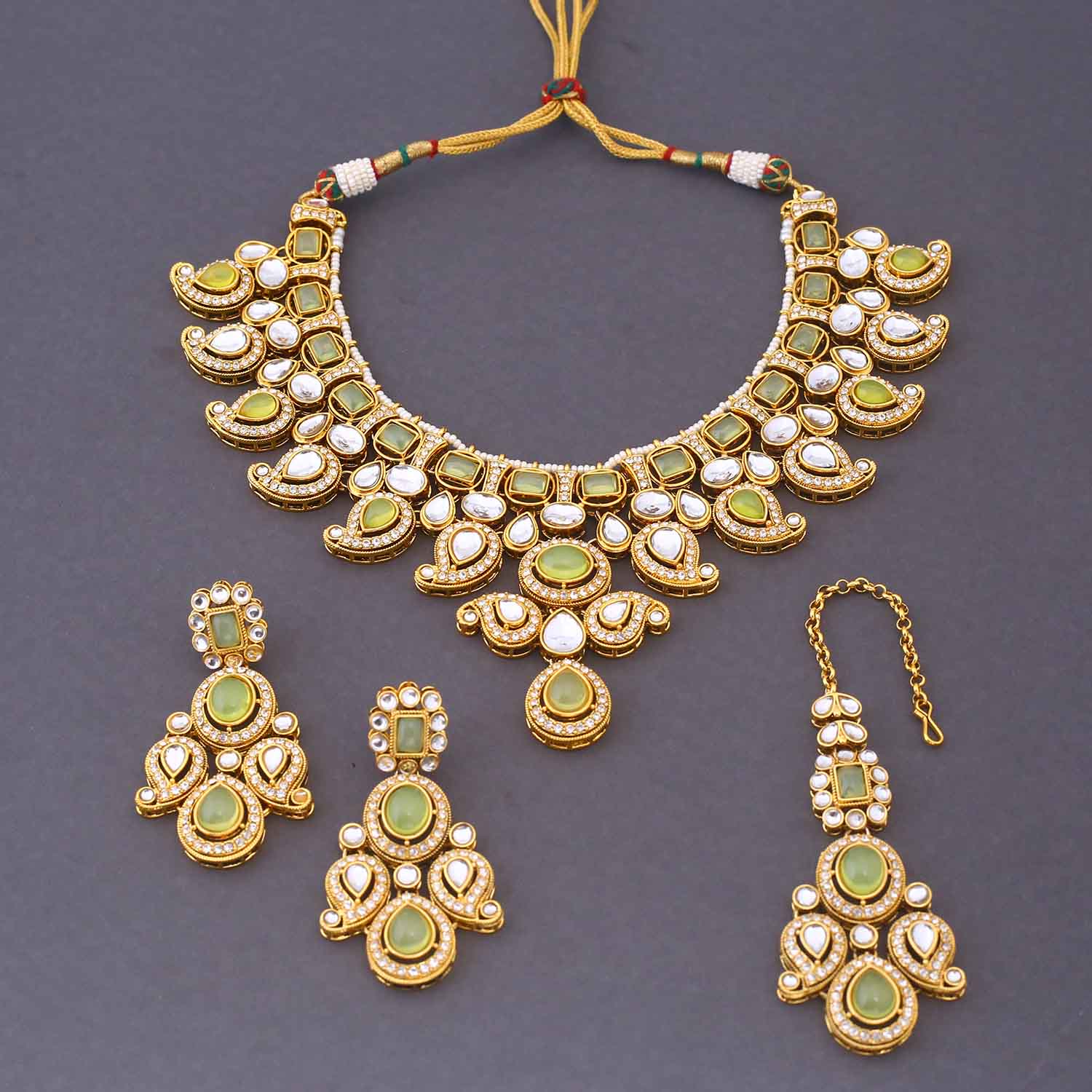 Olive Swaragh Kundan Jewellery Set - Image 3