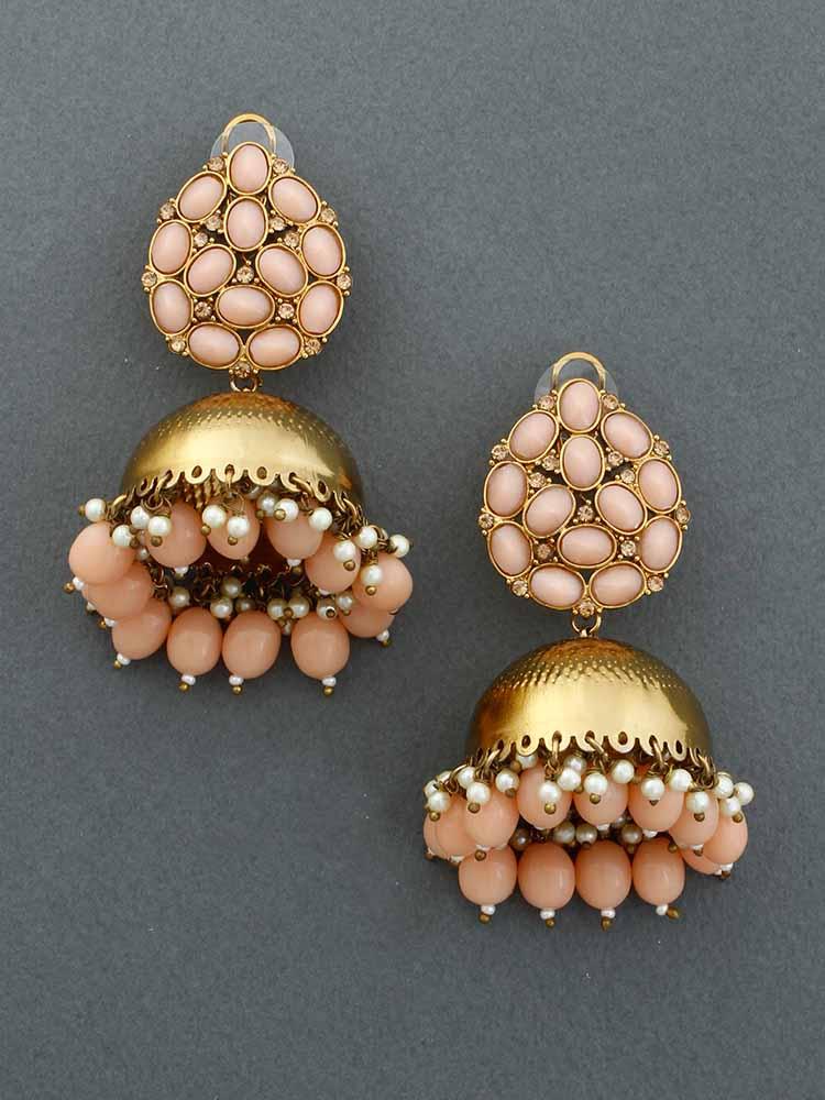 Peach Bubble Jhumkis - Image 3