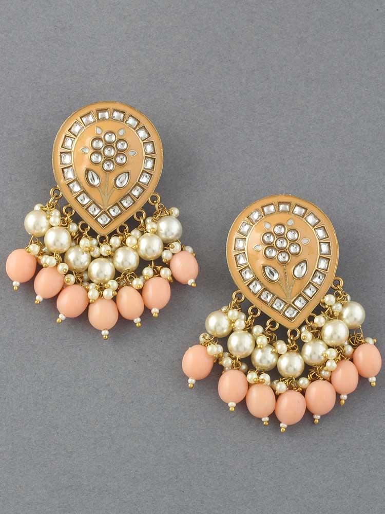 Peach Charmi Dangler Earrings - Image 3
