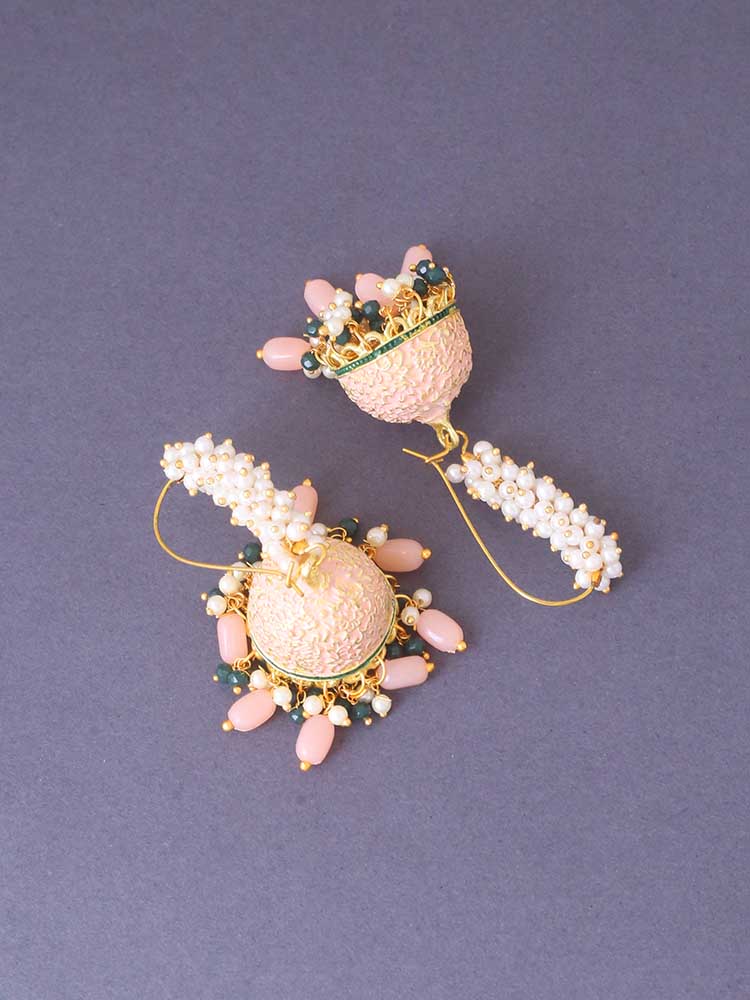 Peach Lekha Jhumkis - Image 3
