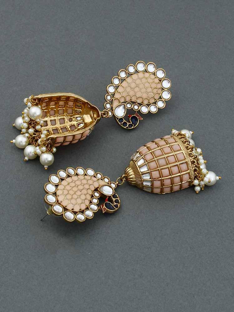 Peach Mayuri Jhumkis - EOSS - Image 3