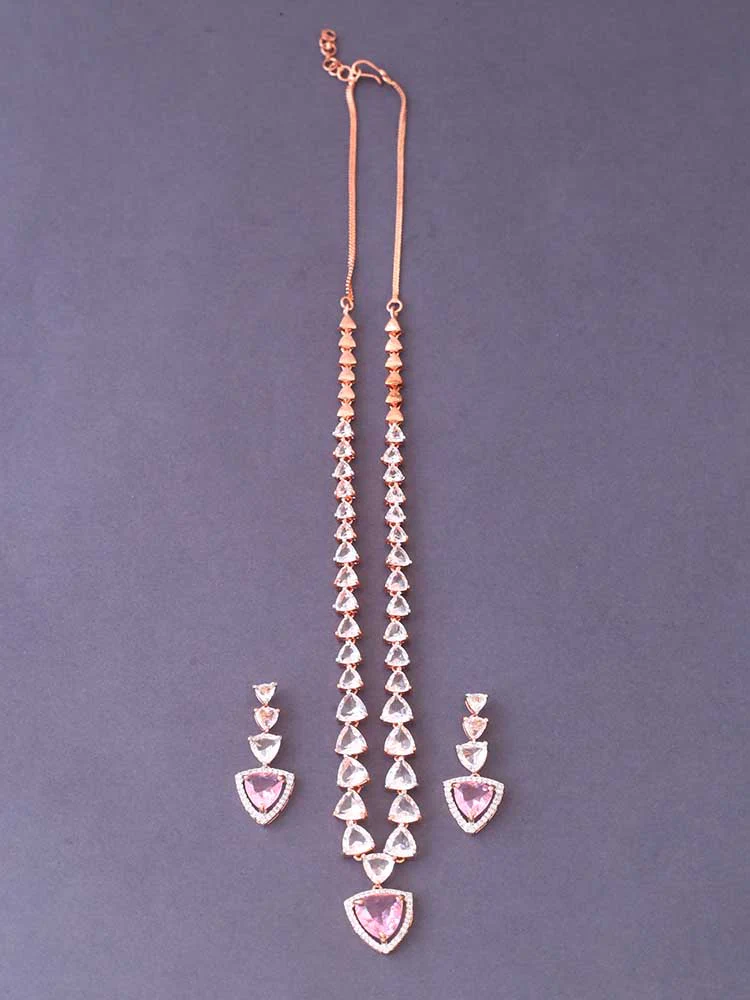 Pink Bertina Zirconia Jewellery Set - Image 3