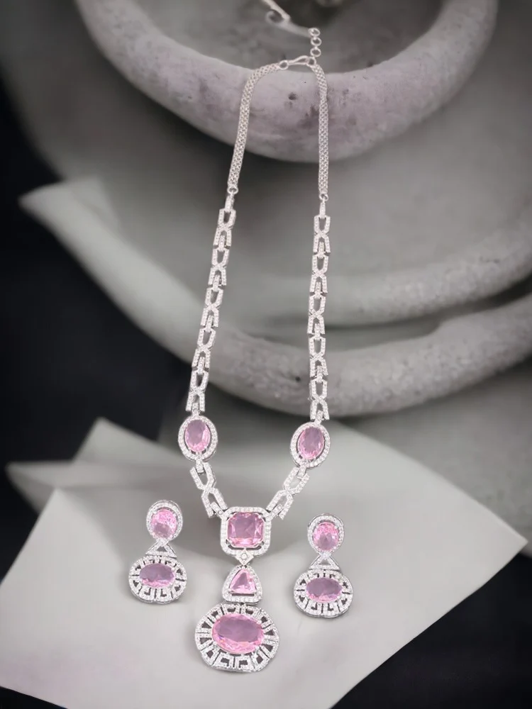 Pink Demelza Zirconia Jewellery Set - Image 2
