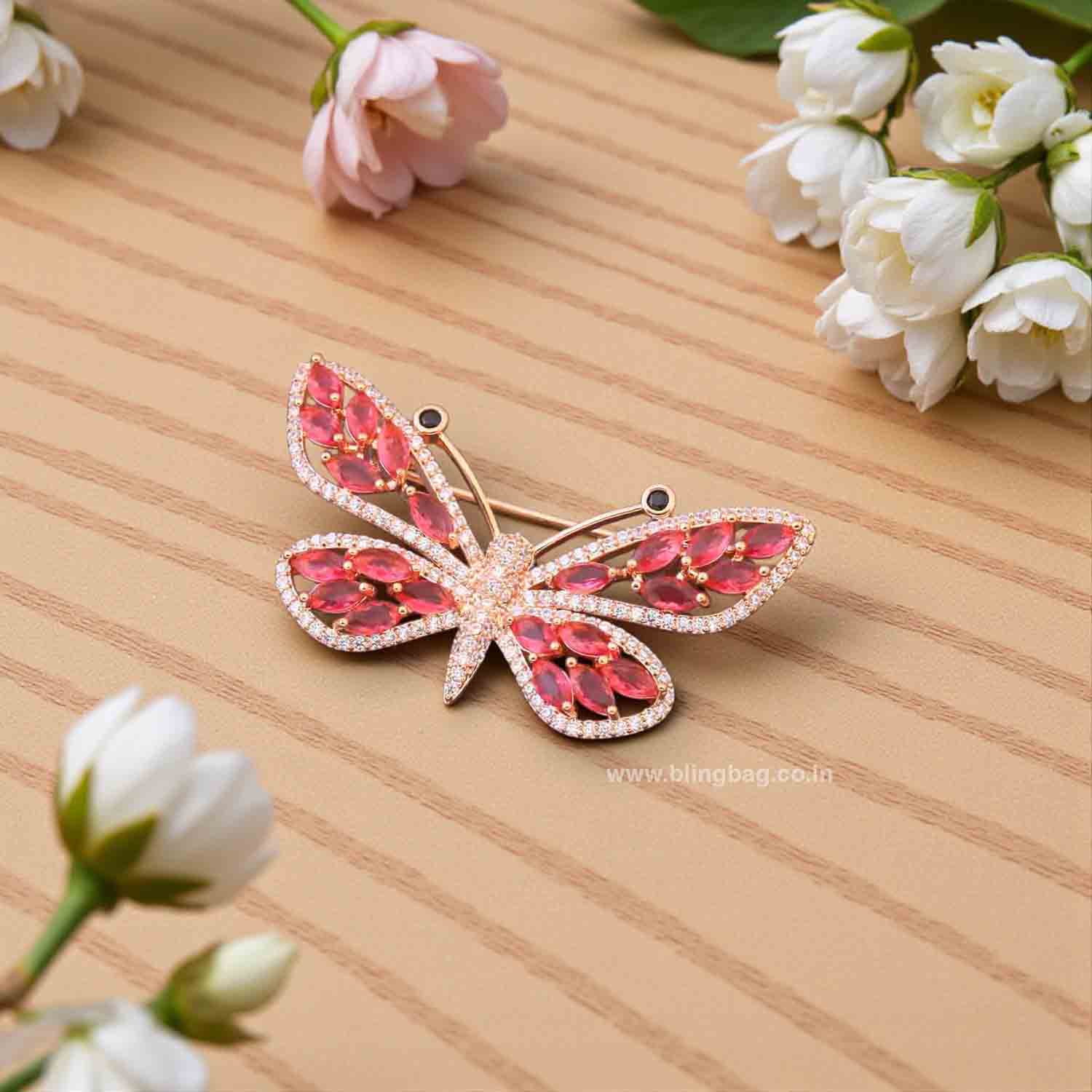 Pink Prism Butterfly Brooch - Image 2