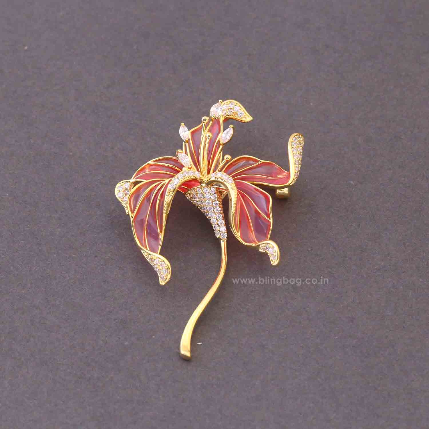 Pink Rosy Orchid Brooch - Image 3