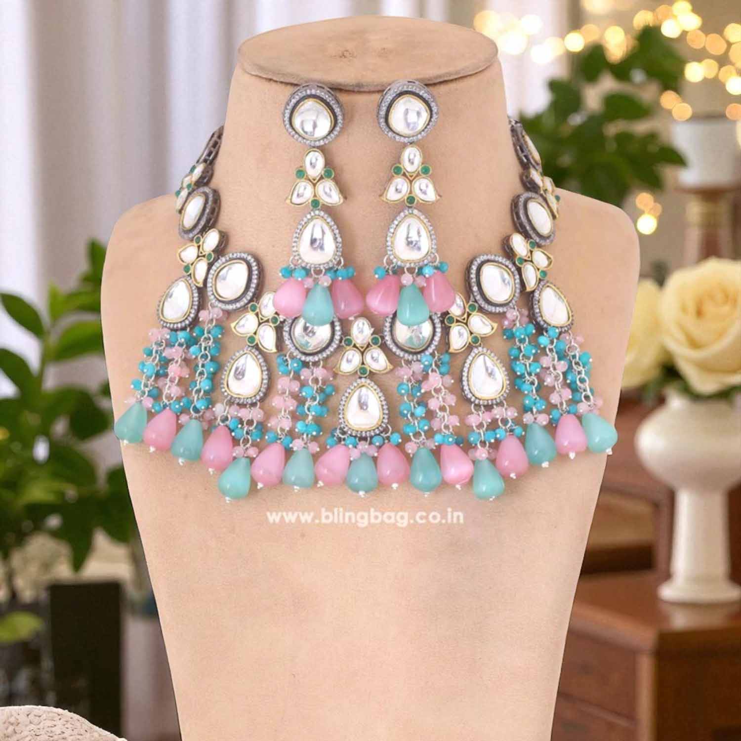 Prismatic Elian Kundan Jewellery Set - EOSS - Image 3