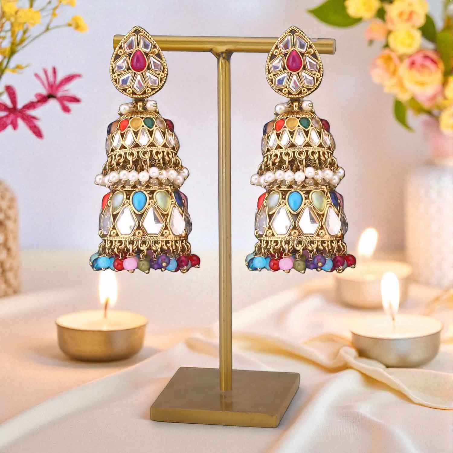 Prismatic Sreesha Jhumkis