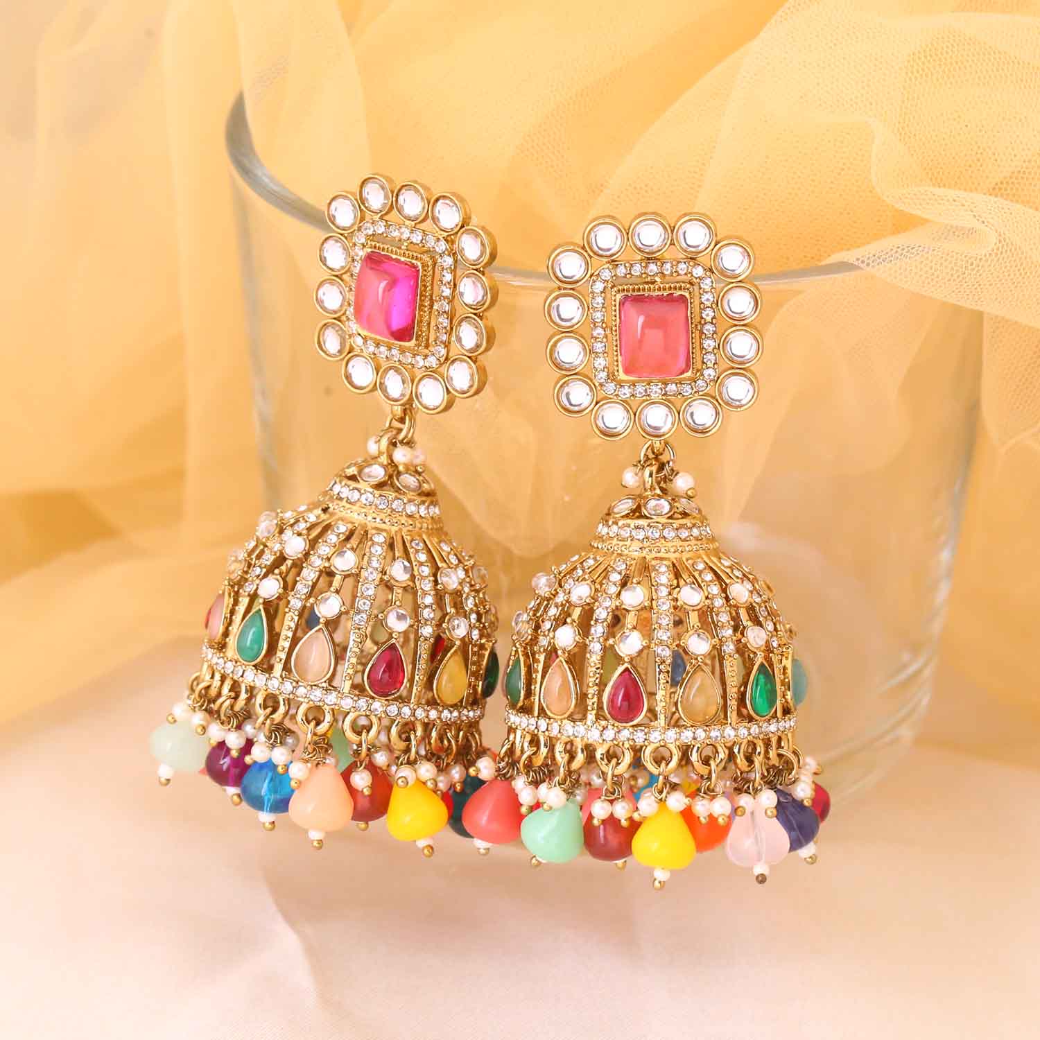 Prismatic Sumaniya Jhumkis