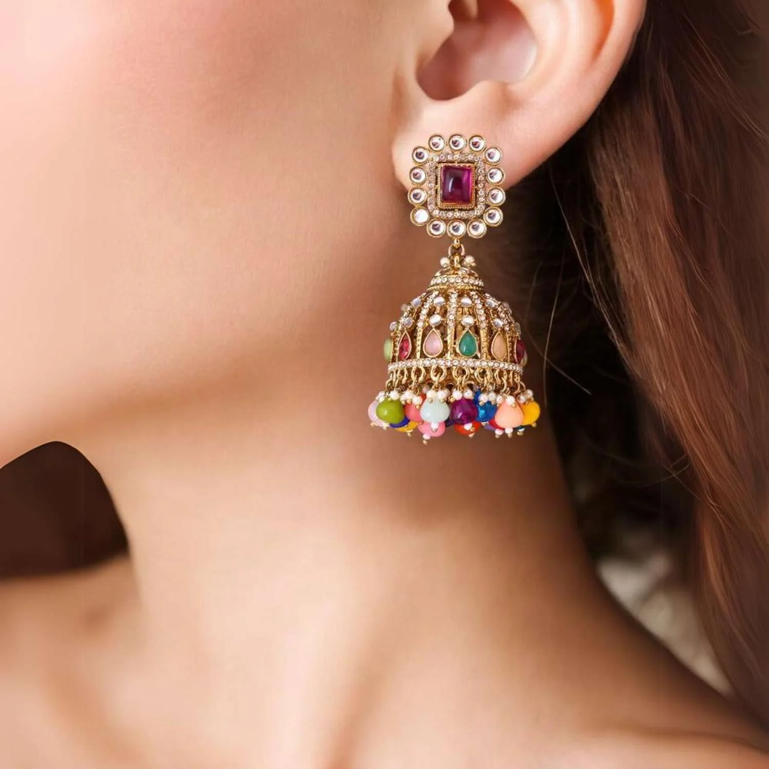 Prismatic Sumaniya Jhumkis - Image 2