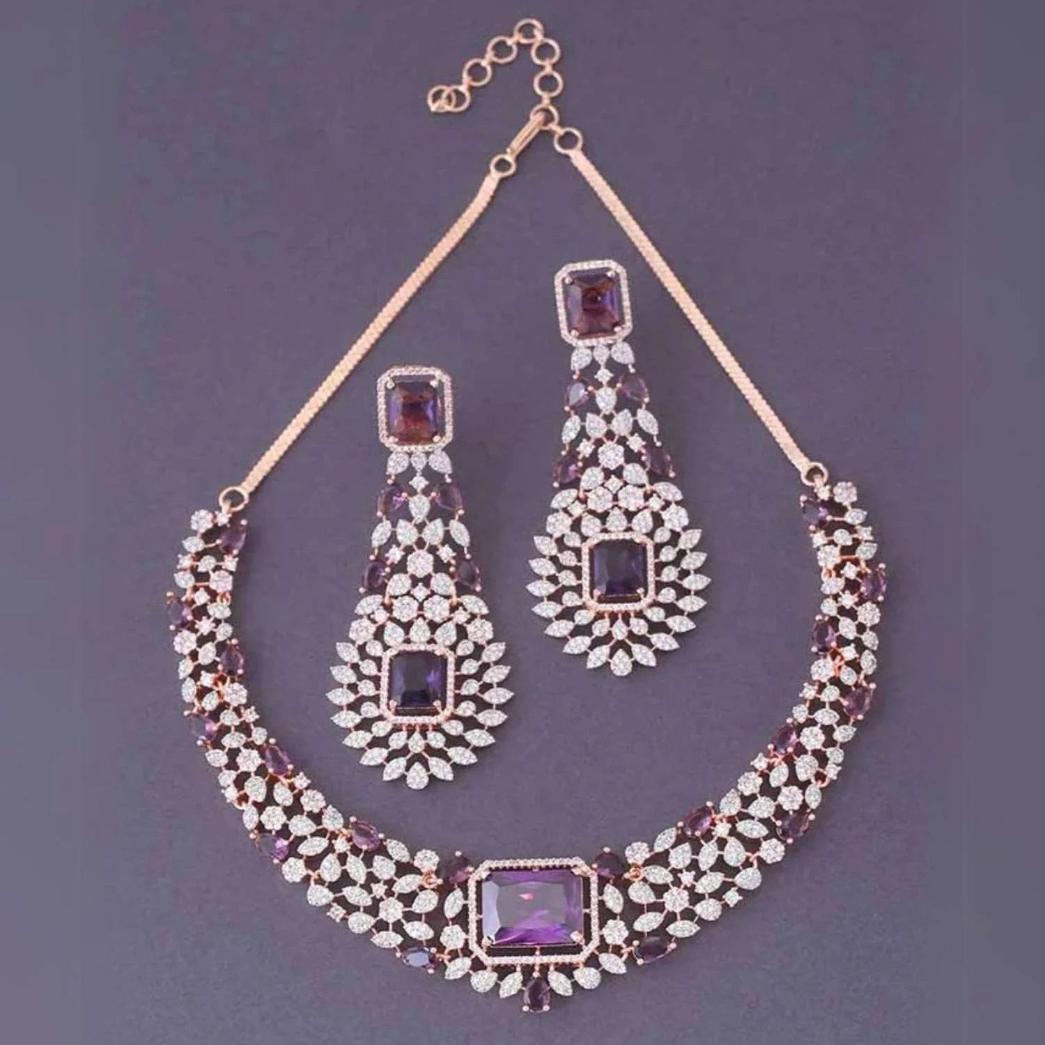 Purple Adalia Zirconia Jewellery Set - Image 4