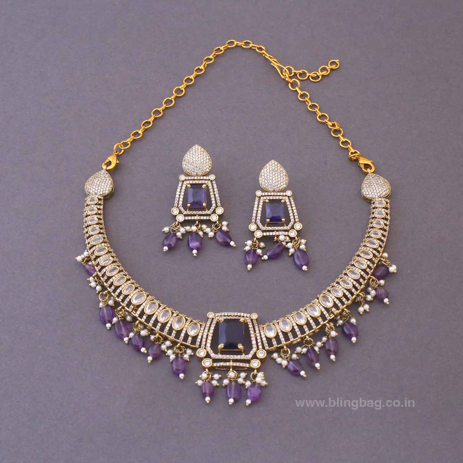 Purple Alicejoy Victorian Jewellery Set- New Arrival - Image 4