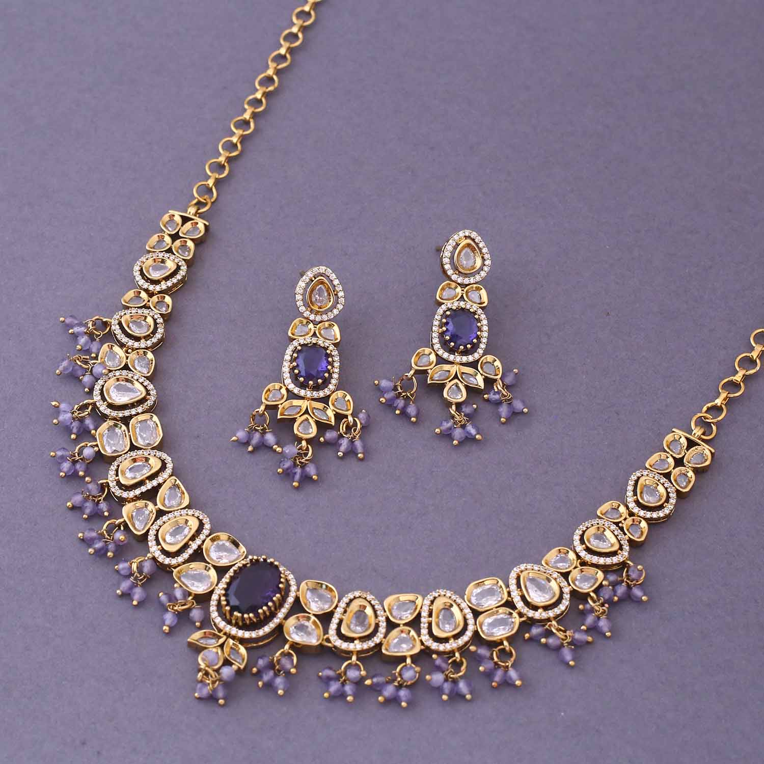 Purple Alyana Victorian Jewellery Set- New Arrival - Image 4