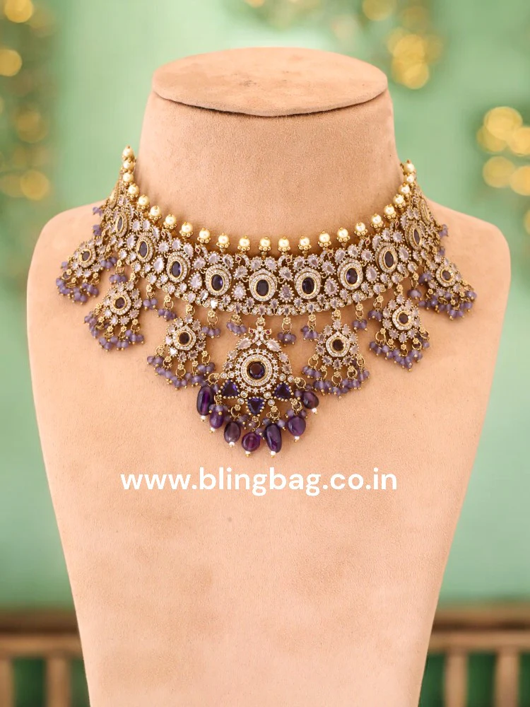 Purple Carlota Victorian Jewellery Set - New Arrival - Image 2