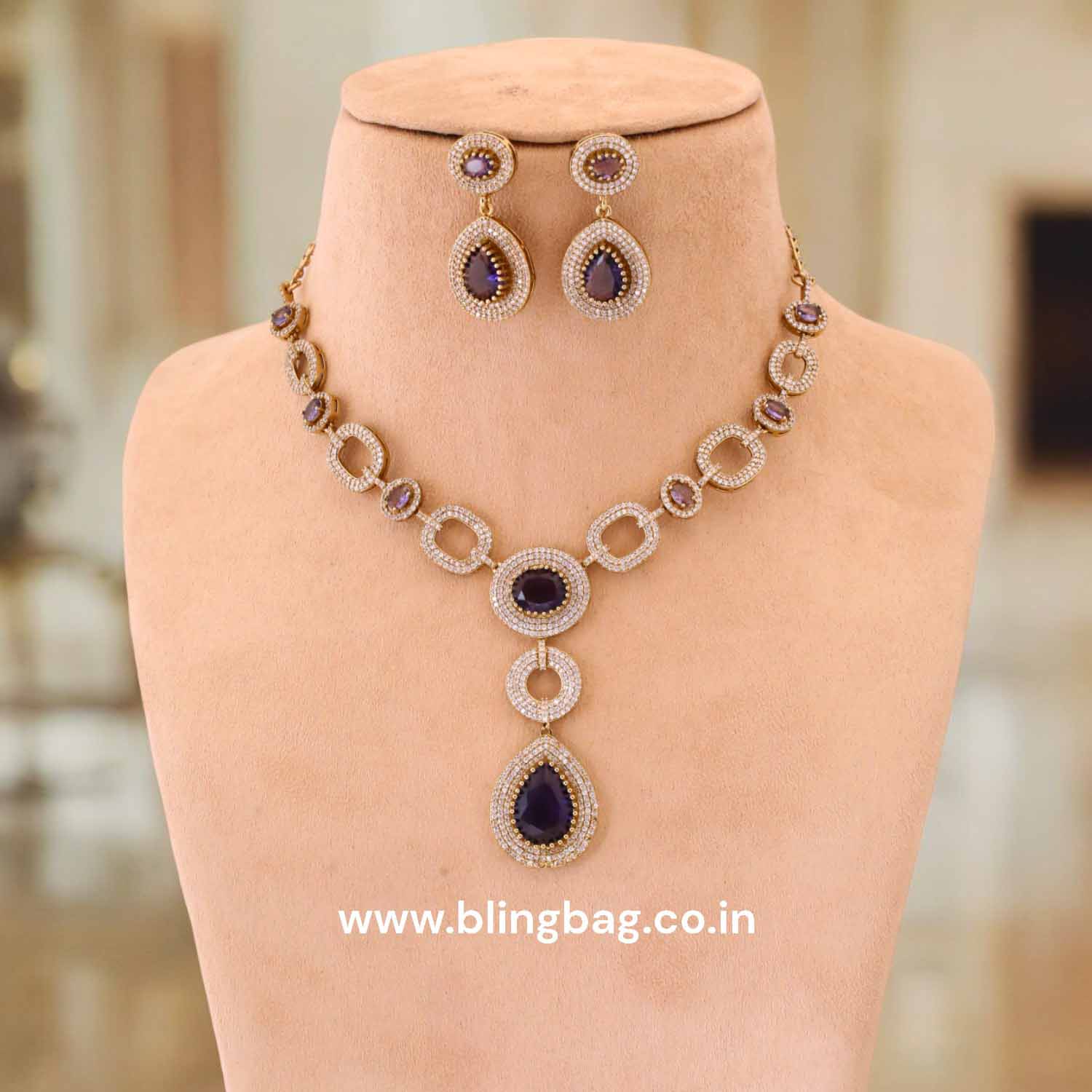 Purple Christa Victorian Jewellery Set - New Arrival - Image 2