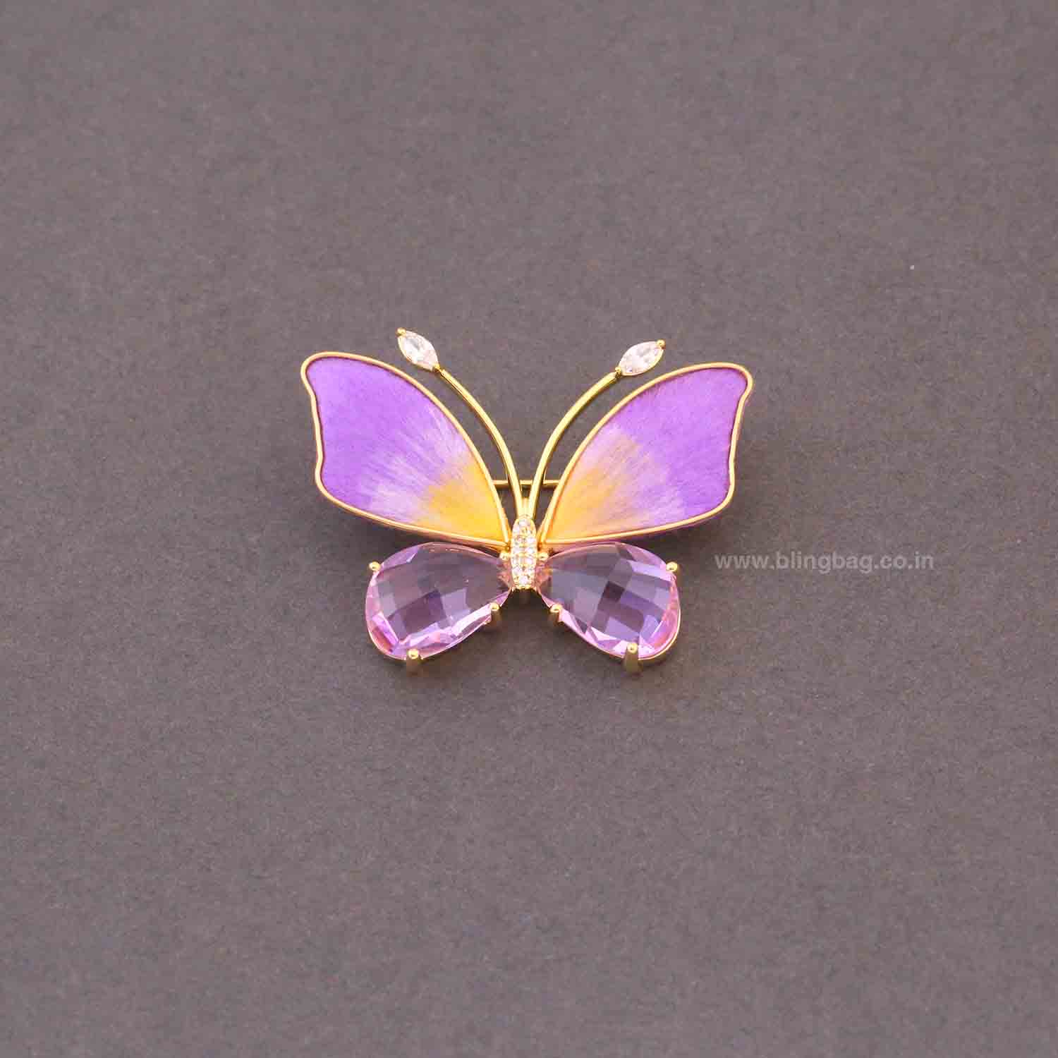 Purple Crystal Flutter Brooch - Image 3
