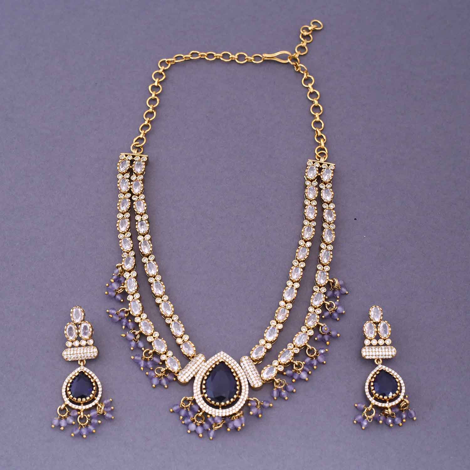 Purple Emecy Victorian Jewellery Set - New Arrival - Image 3