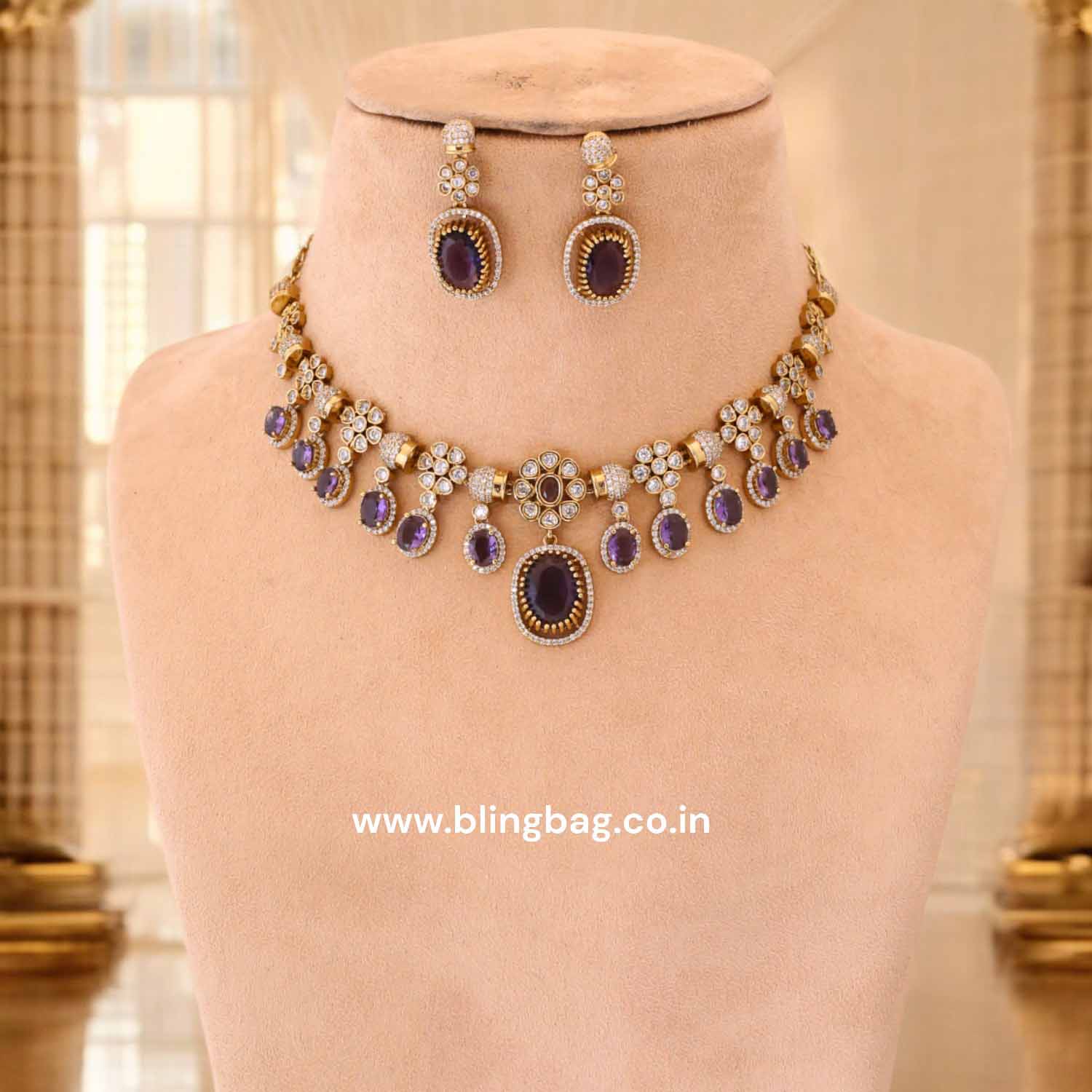 Purple Emily Victorian Jewellery Set - New Arrival - Image 3