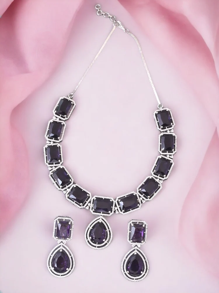 Purple Gabriella Zirconia Jewellery Set - Image 2